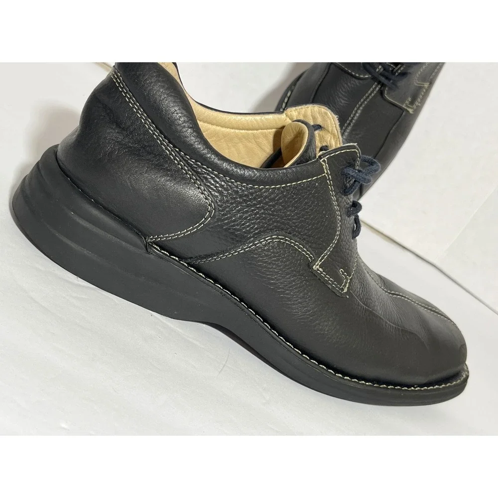 Johnston & Murphy Mens Black Leather Contrast Stitch Lace Up Oxford Shoes‎ 7.5